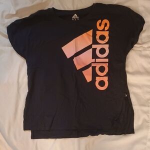 Adidas Kids Black and Orange Logo T-Shirt